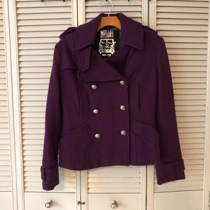 Purple Military Style Wool Peacoat